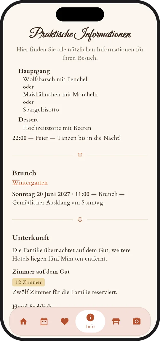 Praktische Infos in der App