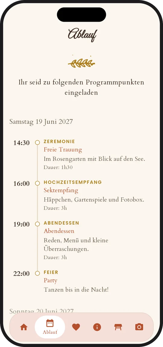 Der Tagesablauf in der App