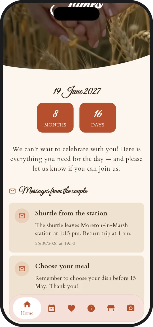 A message from the couple received in the app