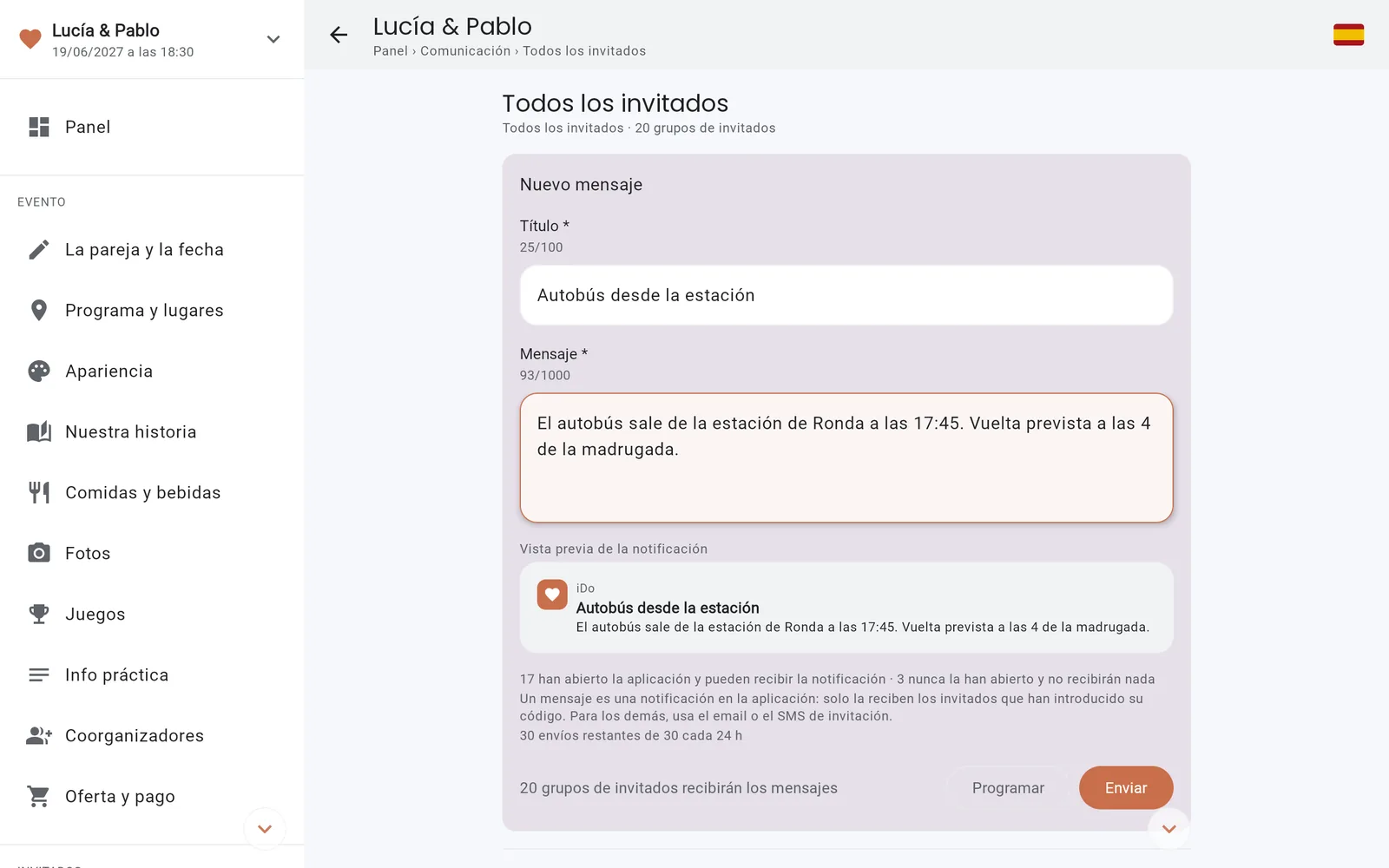 Los canales de difusión en la consola de IDoApp