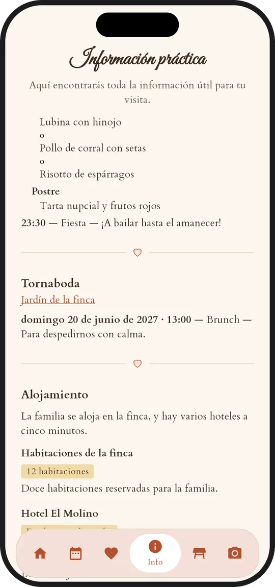 La info práctica en la app