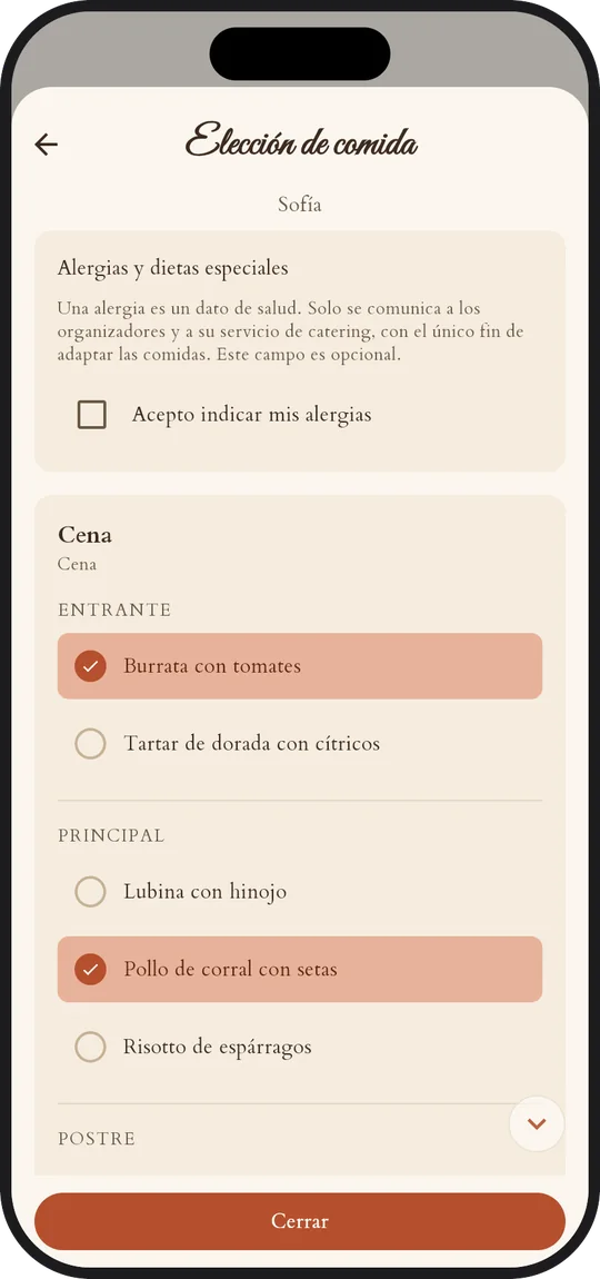 Un invitado responde en la app de IDoApp