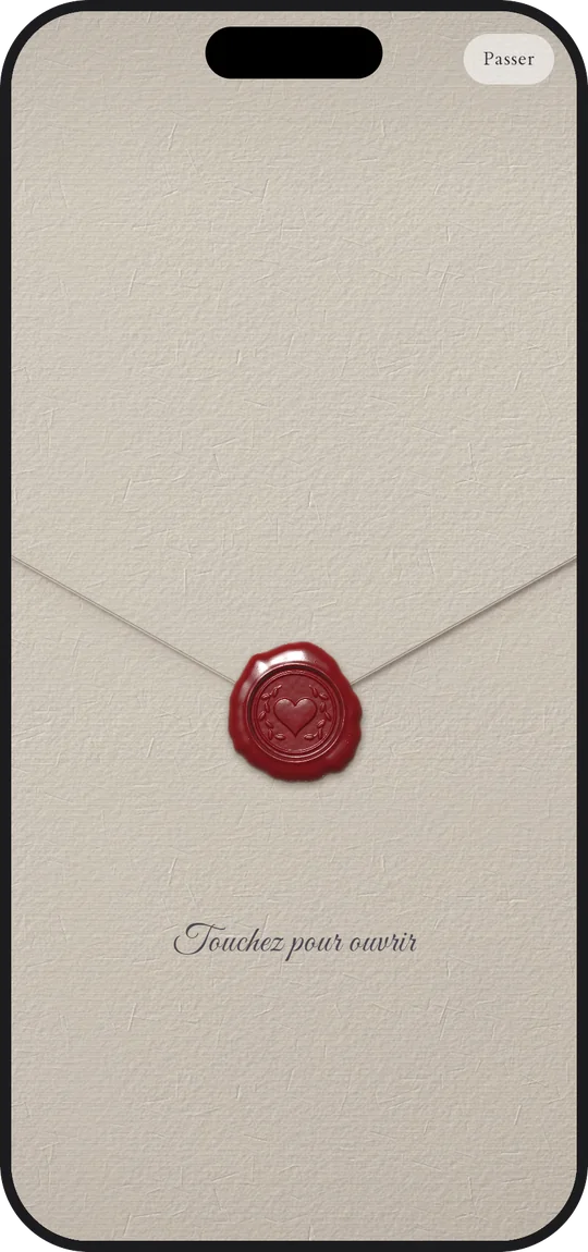 L'enveloppe de l'invitation, à décacheter dans l'app