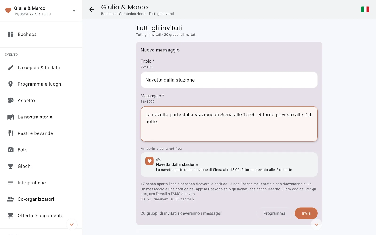 I canali di diffusione nella console IDoApp