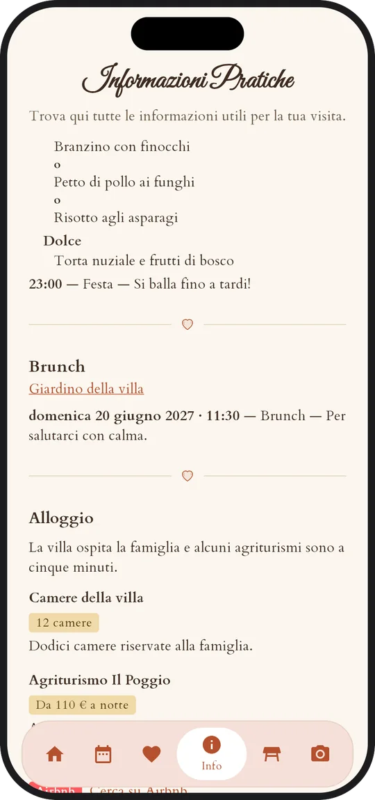 Le info pratiche nell'app
