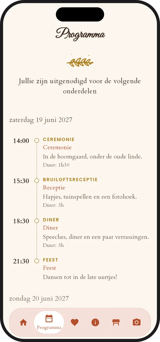 Het dagprogramma in de app