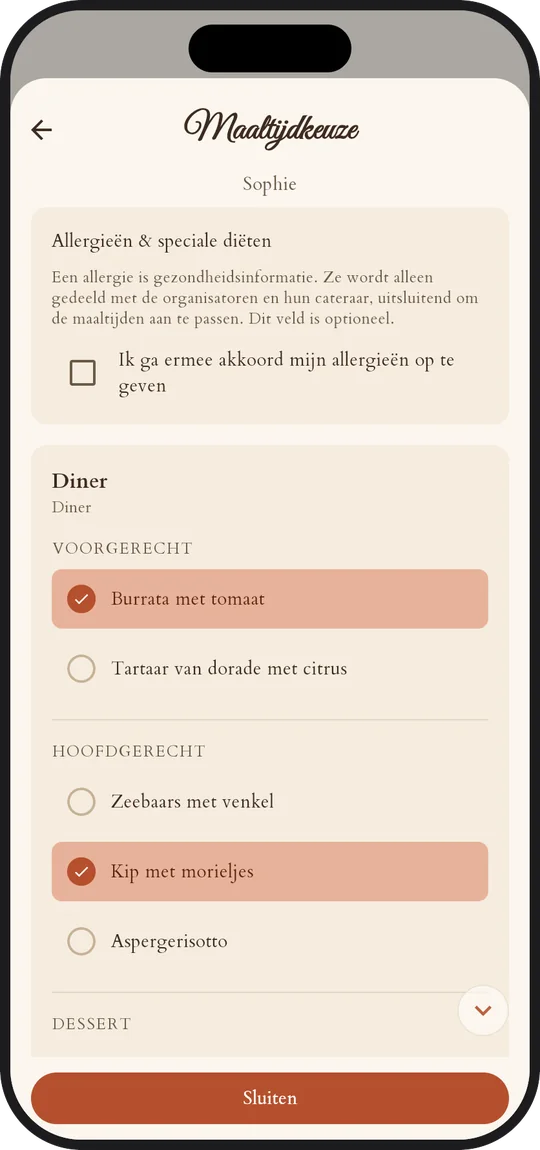 Een gast antwoordt in de IDoApp-app